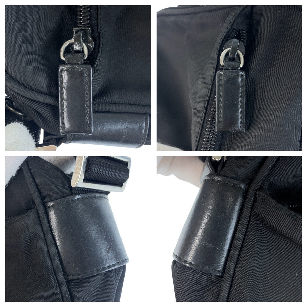 PRADA Shoulder Bag Nylon, Leather black Shoulder Bag Messenger bag Test Triangle With logo Women Used Authentic