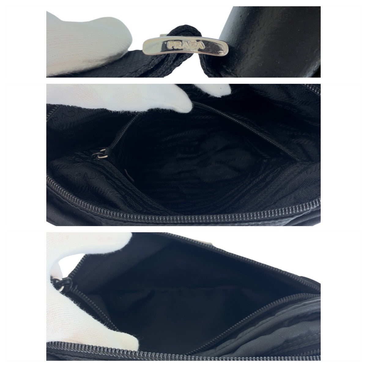 PRADA Shoulder Bag Nylon, Leather black Shoulder Bag Messenger bag Test Triangle With logo Women Used Authentic