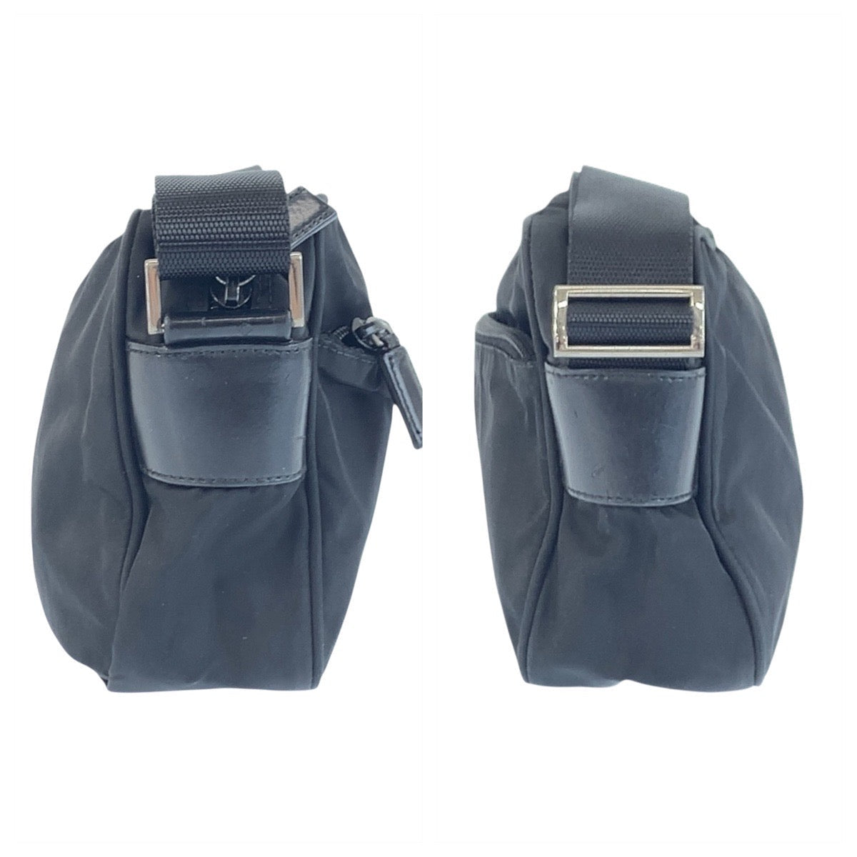 PRADA Shoulder Bag Nylon, Leather black Shoulder Bag Messenger bag Test Triangle With logo Women Used Authentic