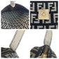 FENDI Shoulder Bag Canvas, Leather Black White Gold Metal Shoulder Bag pochette Zucchino Mamma Women Used Authentic