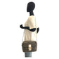 FENDI Shoulder Bag Canvas, Leather Black White Gold Metal Shoulder Bag pochette Zucchino Mamma Women Used Authentic