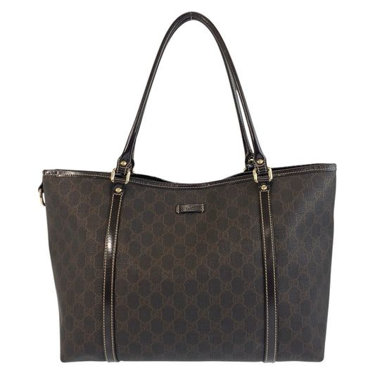 GUCCI Tote Bag 197953 GG Supreme Canvas Brown Gold Metal Tote Bag Shoulder Bag Women Used Authentic