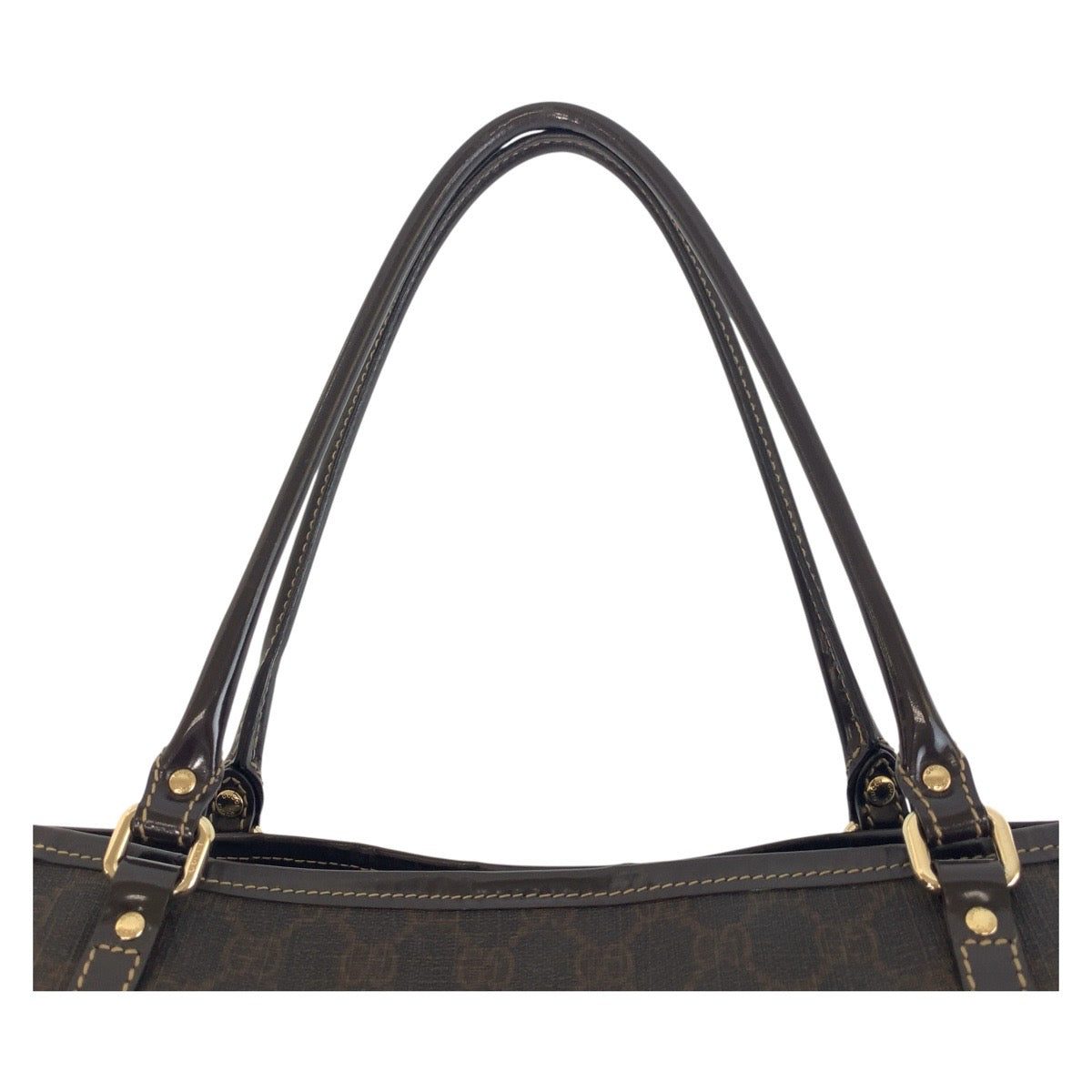 GUCCI Tote Bag 197953 GG Supreme Canvas Brown Gold Metal Tote Bag Shoulder Bag Women Used Authentic