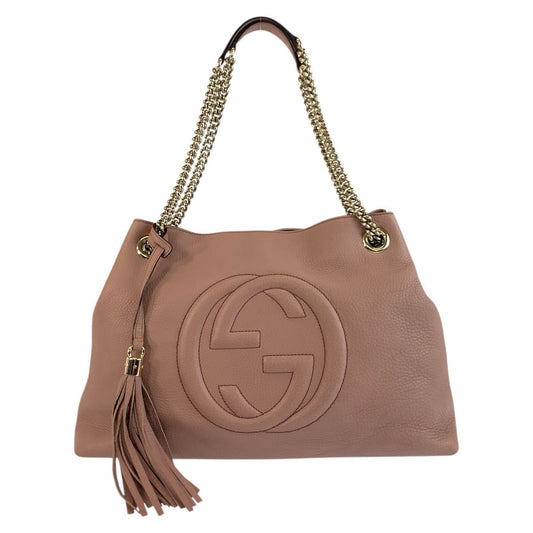 GUCCI Shoulder Bag 308982 leather Pink Beige Gold Metal Soho