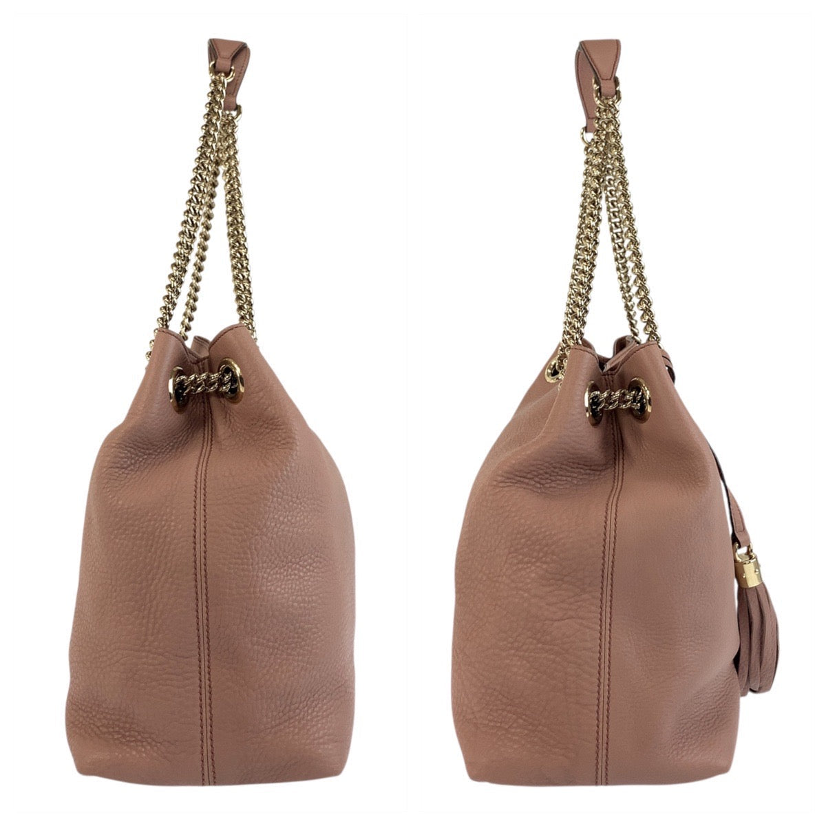 GUCCI Shoulder Bag 308982 leather Pink Beige Gold Metal Soho