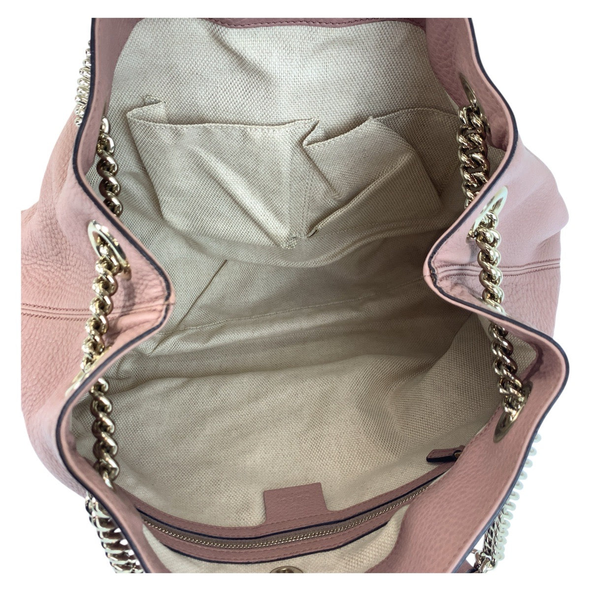 GUCCI Shoulder Bag 308982 leather Pink Beige Gold Metal Soho