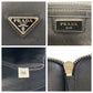 PRADA Clutch bag leather Black SilverMetal Clutch bag business bag Triangle With logo mens Used Authentic