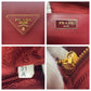 PRADA Handbag leather Red Wine Red Gold Metal Handbag Tote Bag Shoulder Bag 2WAY Safiano Triangle With logo Women Used Authentic
