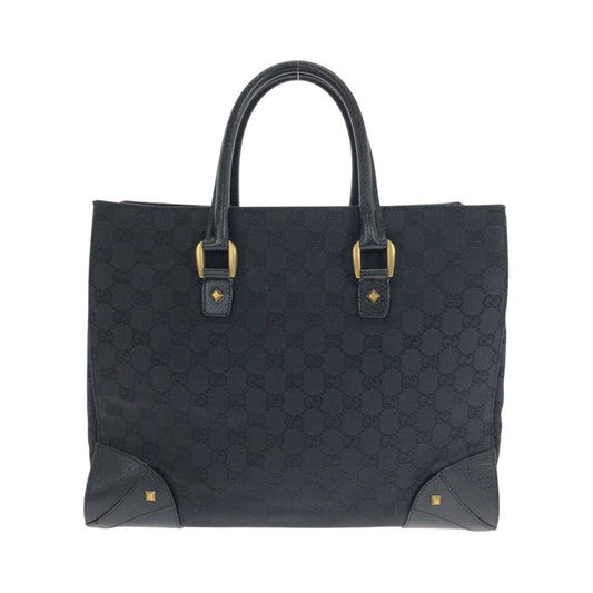 GUCCI Tote Bag 120897 GG canvas Black GoldMetal Tote Bag Shoulder Bag Women Used Authentic