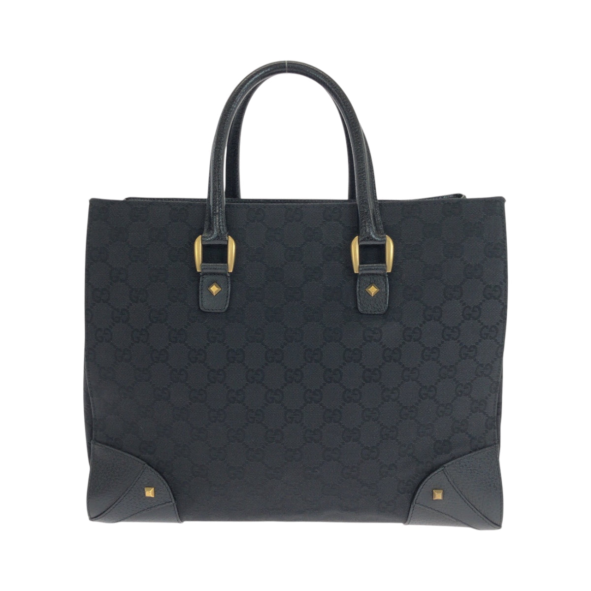 GUCCI Tote Bag 120897 GG canvas Black GoldMetal Tote Bag Shoulder Bag Women Used Authentic