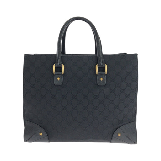 GUCCI Tote Bag 120897 GG canvas Black GoldMetal Tote Bag Shoulder Bag Women Used Authentic