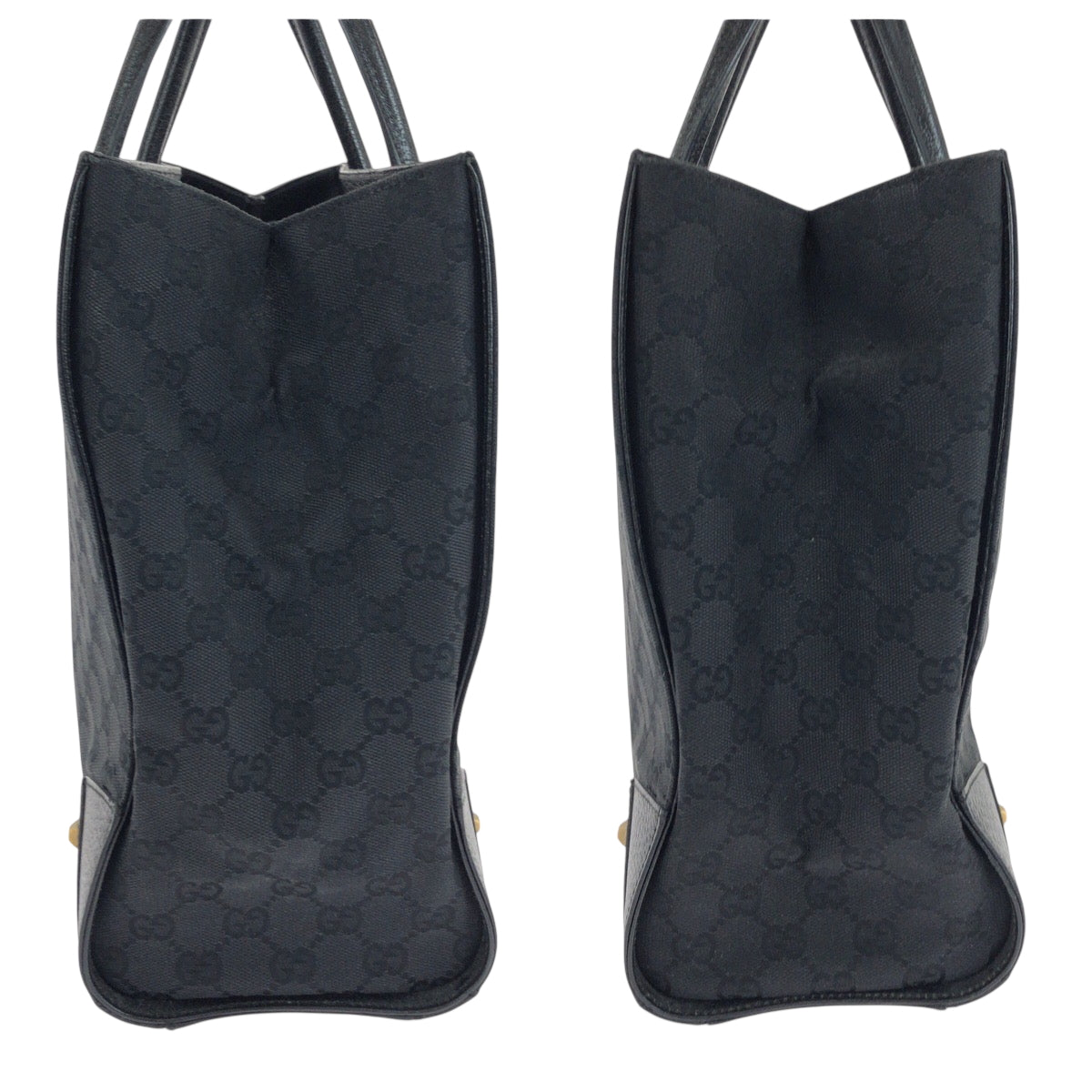 GUCCI Tote Bag 120897 GG canvas Black GoldMetal Tote Bag Shoulder Bag Women Used Authentic