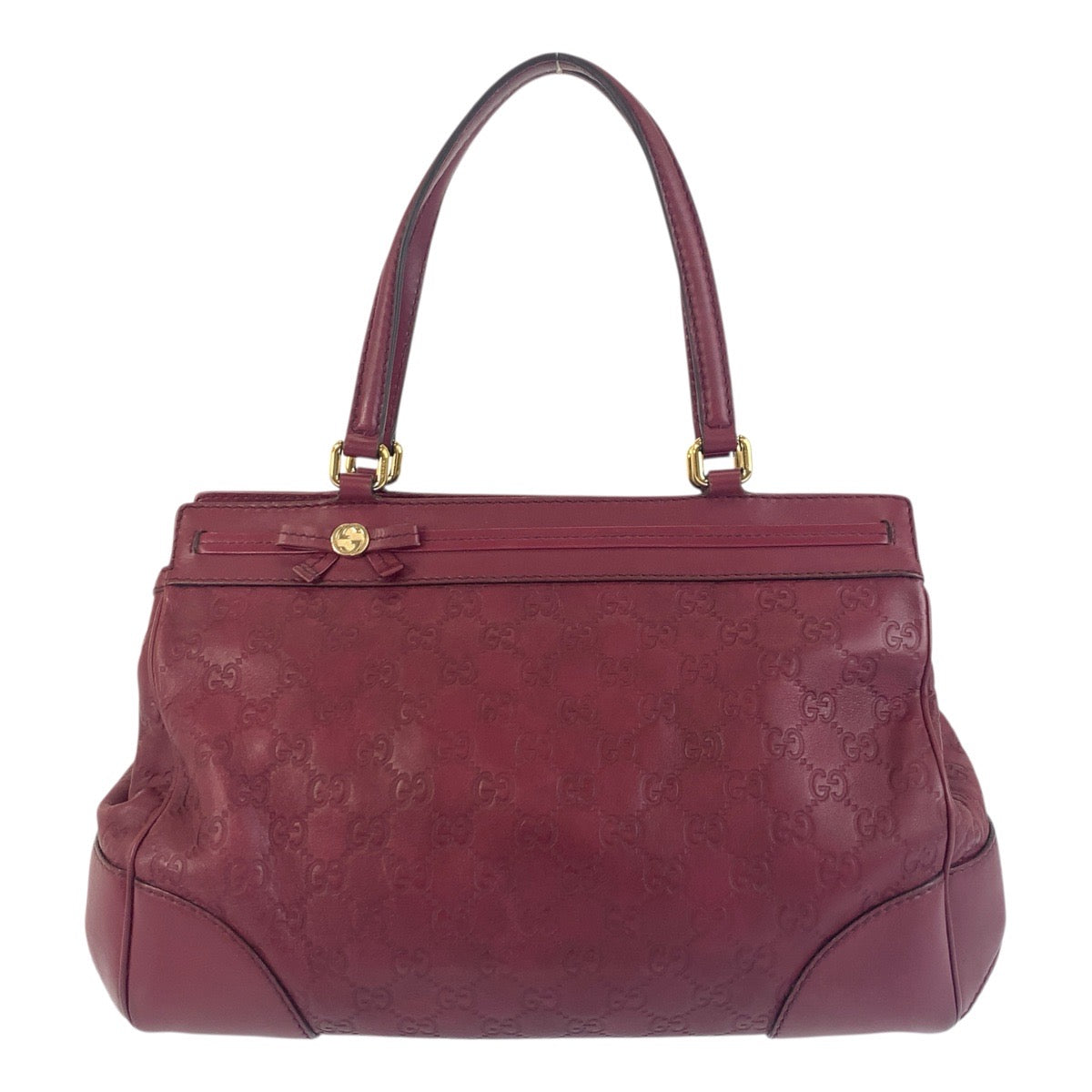 GUCCI Tote Bag 257063 leather Wine Red Gold Metal Tote Bag Shoulder Bag Guccisima Mayfair Women Used Authentic