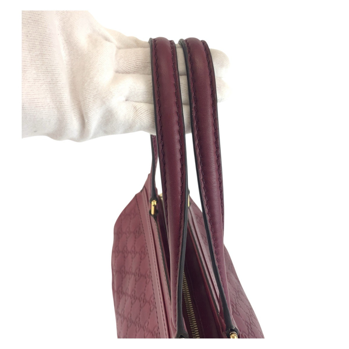 GUCCI Tote Bag 257063 leather Wine Red Gold Metal Tote Bag Shoulder Bag Guccisima Mayfair Women Used Authentic