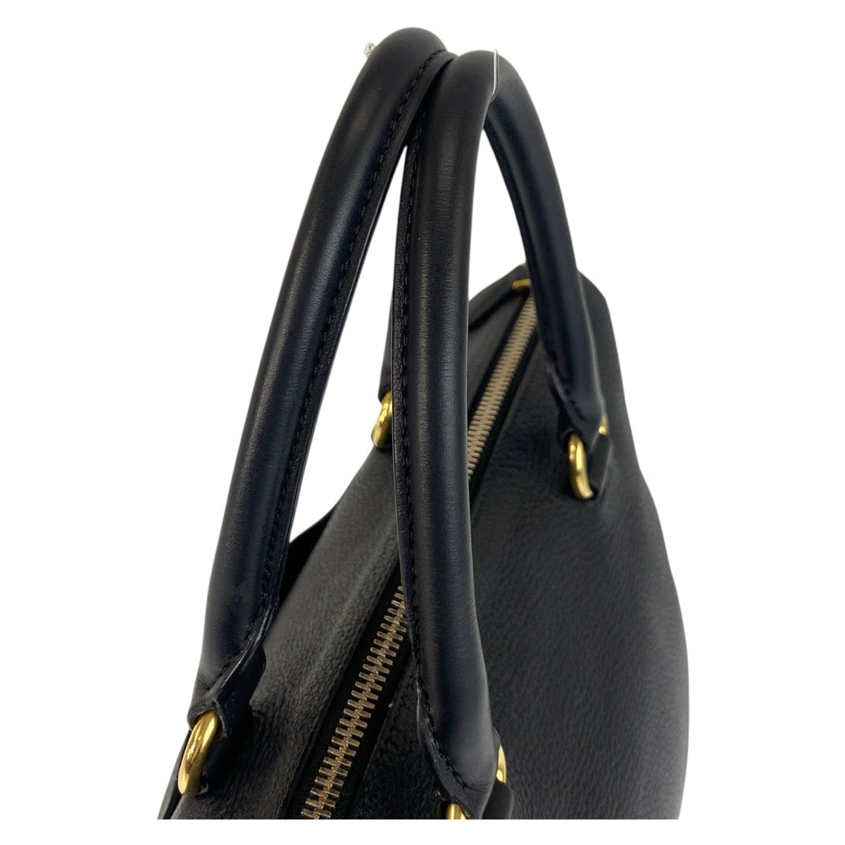 PRADA Handbag leather Black GoldMetal Handbag Tote Bag Vitterodino Women Used Authentic