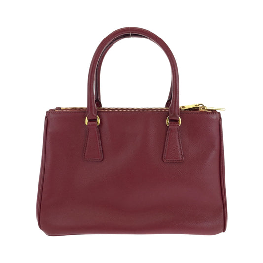 PRADA Shoulder Bag leather Bordeaux Gold Metal Safiano Galleria