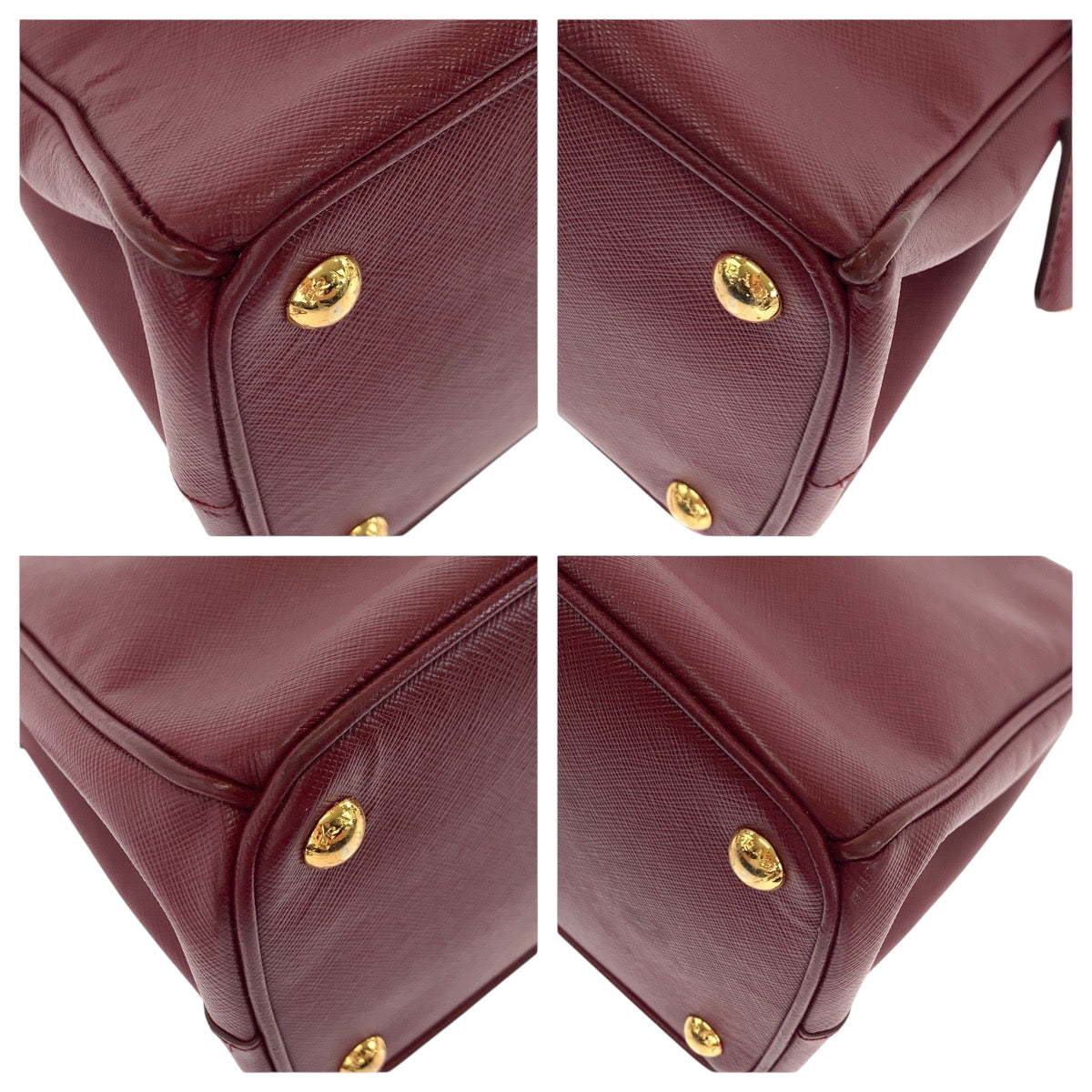 PRADA Shoulder Bag leather Bordeaux Gold Metal Safiano Galleria