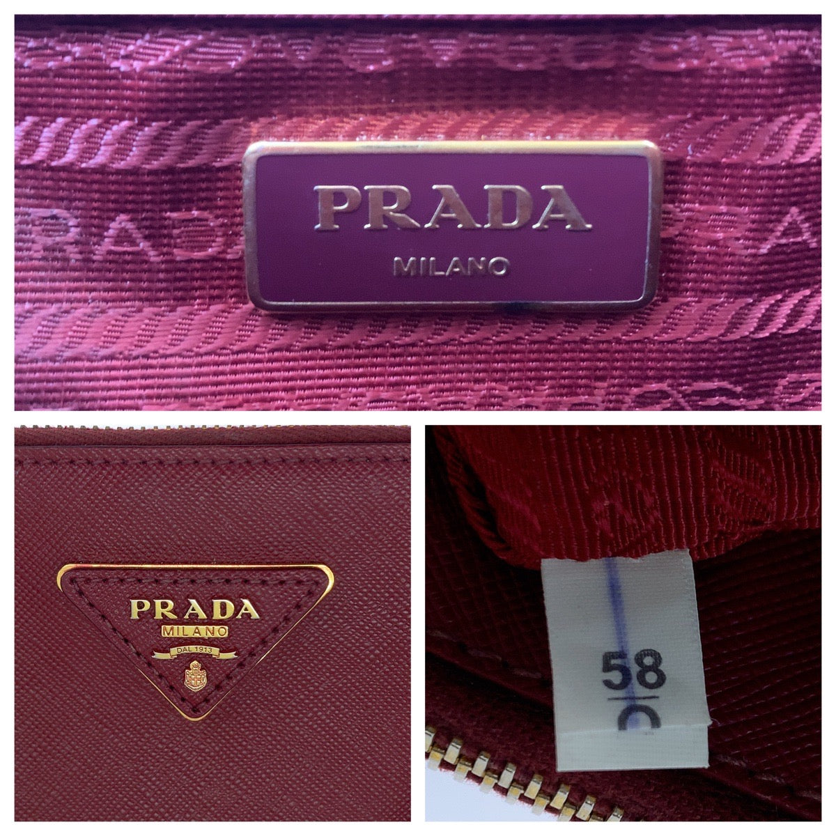 PRADA Shoulder Bag leather Bordeaux Gold Metal Safiano Galleria