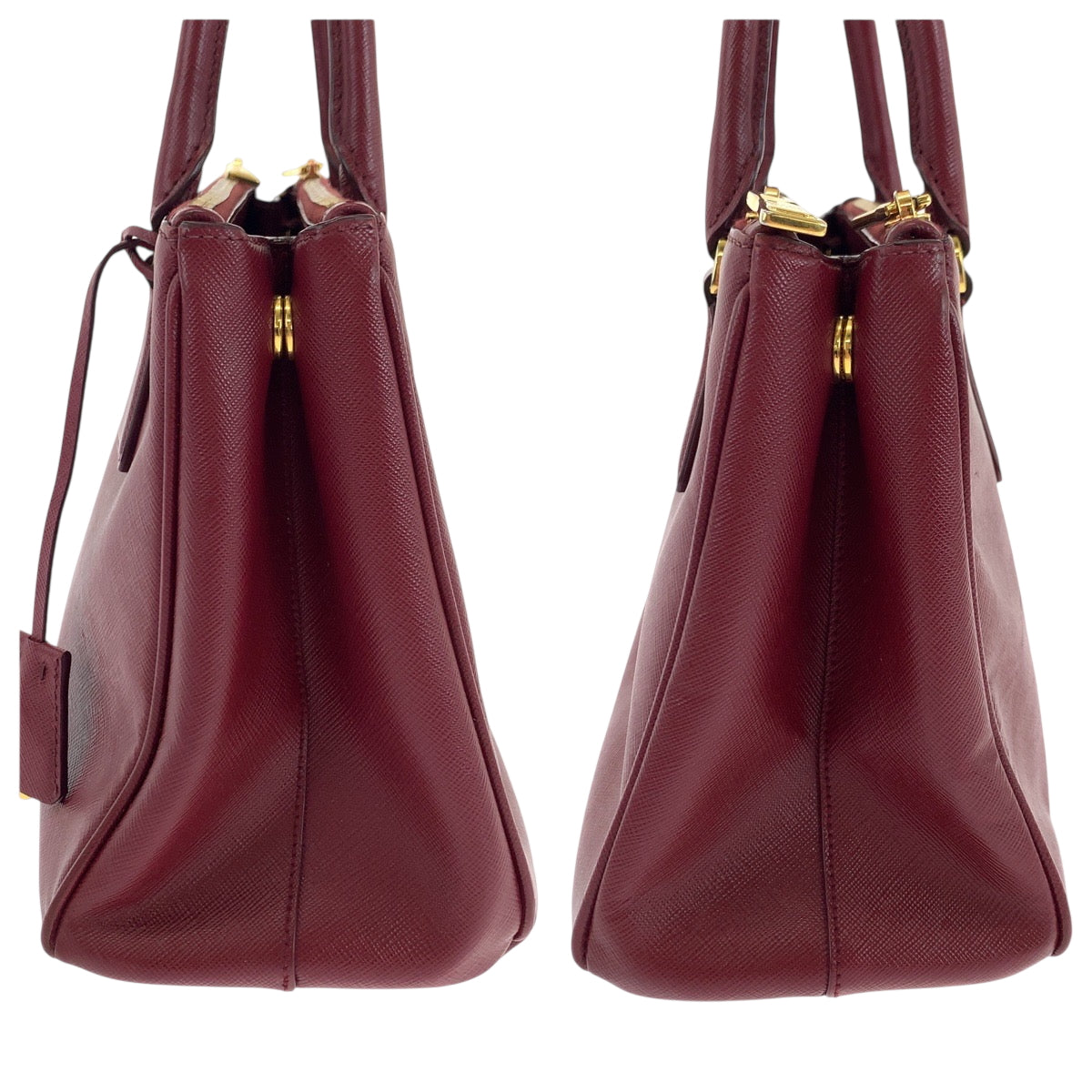 PRADA Shoulder Bag leather Bordeaux Gold Metal Safiano Galleria