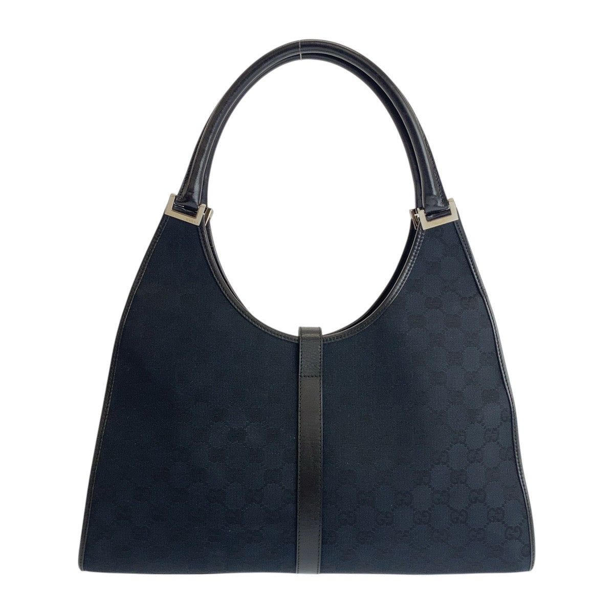 GUCCI Shoulder Bag 002 1066 GG canvas, leather Black SilverMetal Jackie Women Used Authentic