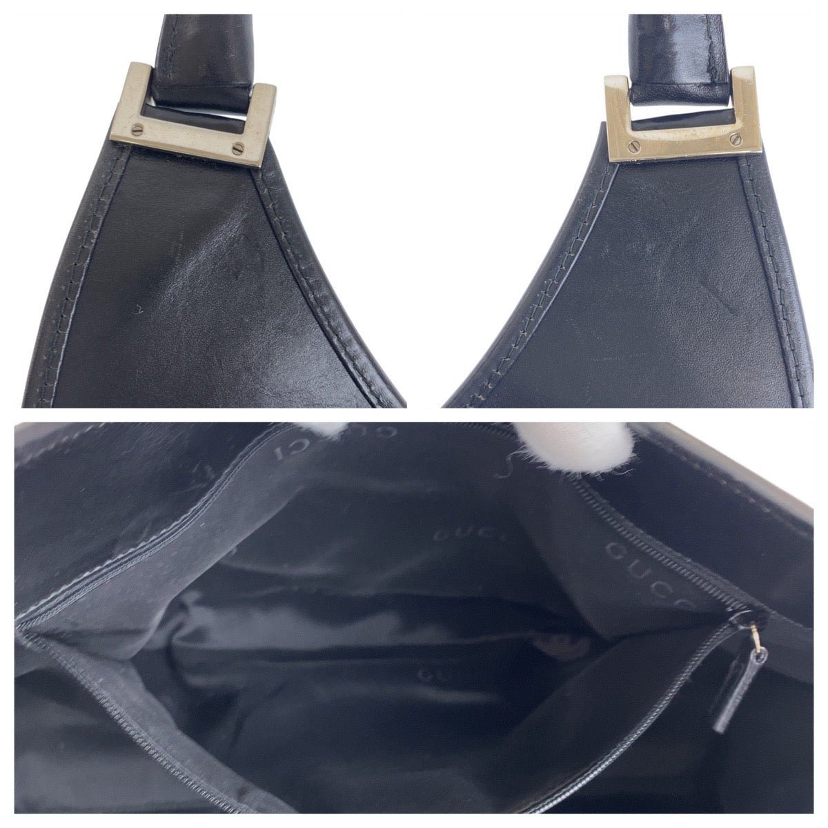 GUCCI Shoulder Bag 002 1066 GG canvas, leather Black SilverMetal Jackie Women Used Authentic
