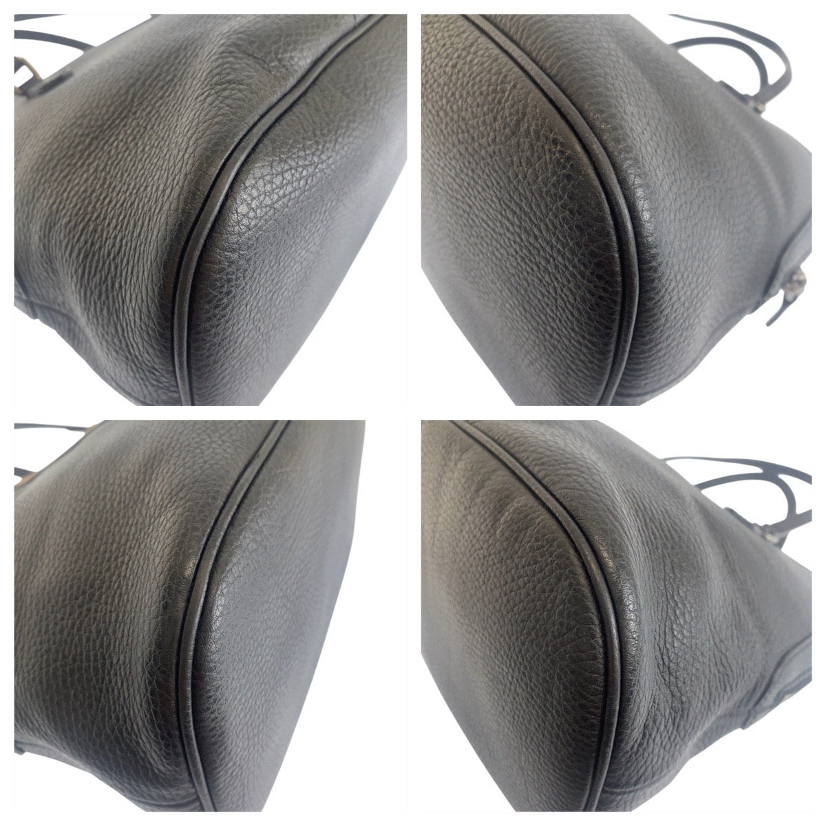 GUCCI Handbag 420023 leather Black Black Beige SilverMetal Sherry line Women Used Authentic