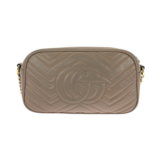 GUCCI Shoulder Bag 447632 leather Beige Gold Metal quilting GG Marmont