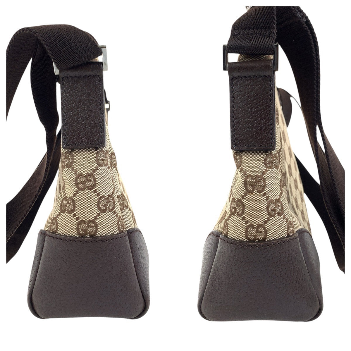 GUCCI Shoulder Bag 114273 GG canvas, leather Brown Silver Metal Shoulder Bag pochette Women Used Authentic