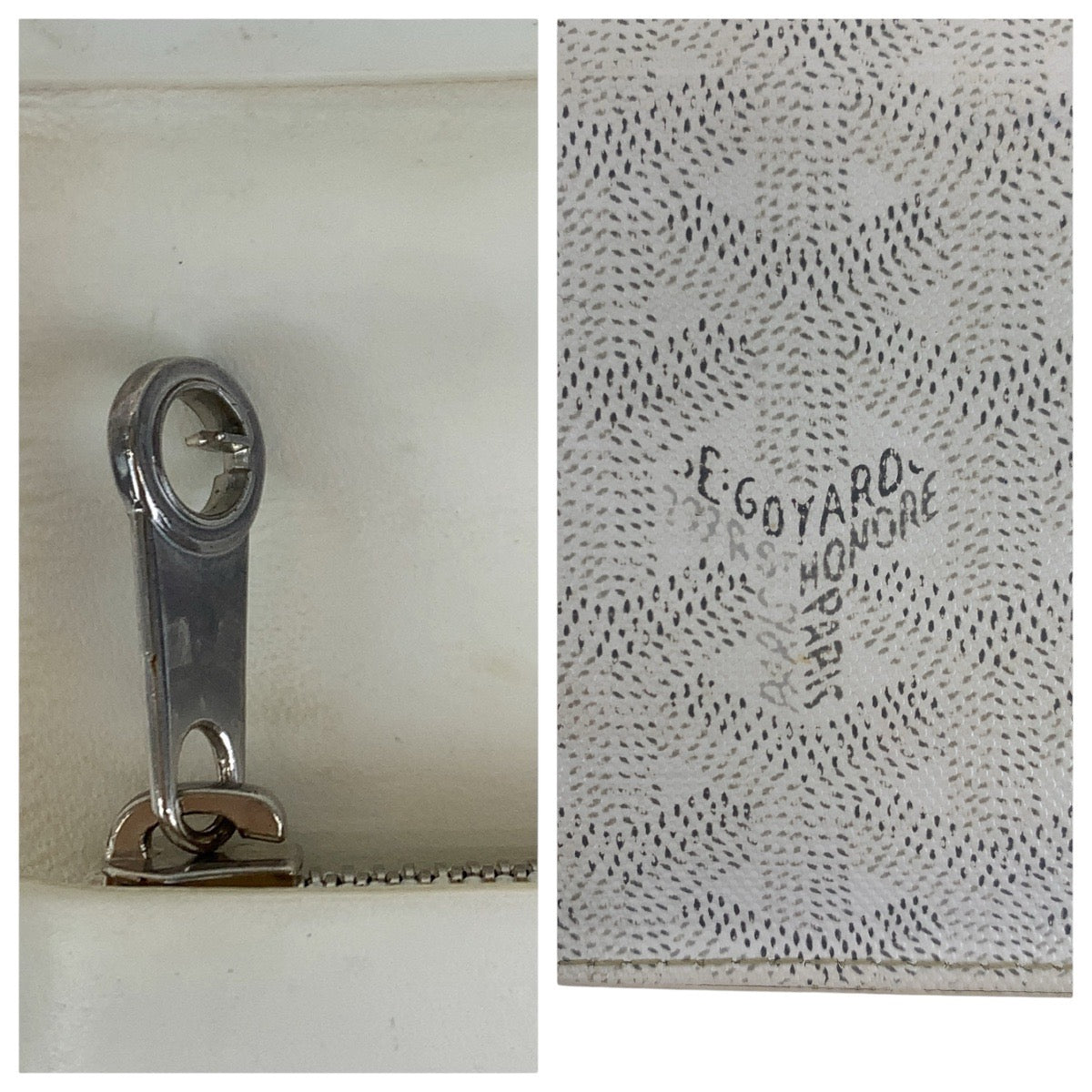 GOYARD Long Wallet Purse PVC White SilverMetal Herringbone