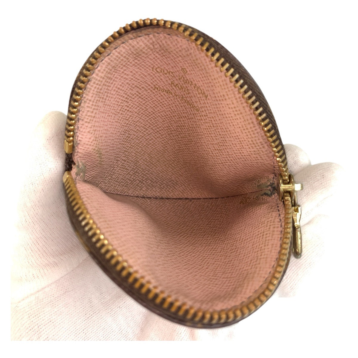 LOUIS VUITTON Coin case M69057 PVC Brown Yellow Gold Metal Coin case Coin Pocket Monogram Portomone Ron Vivienne Women Used Authentic