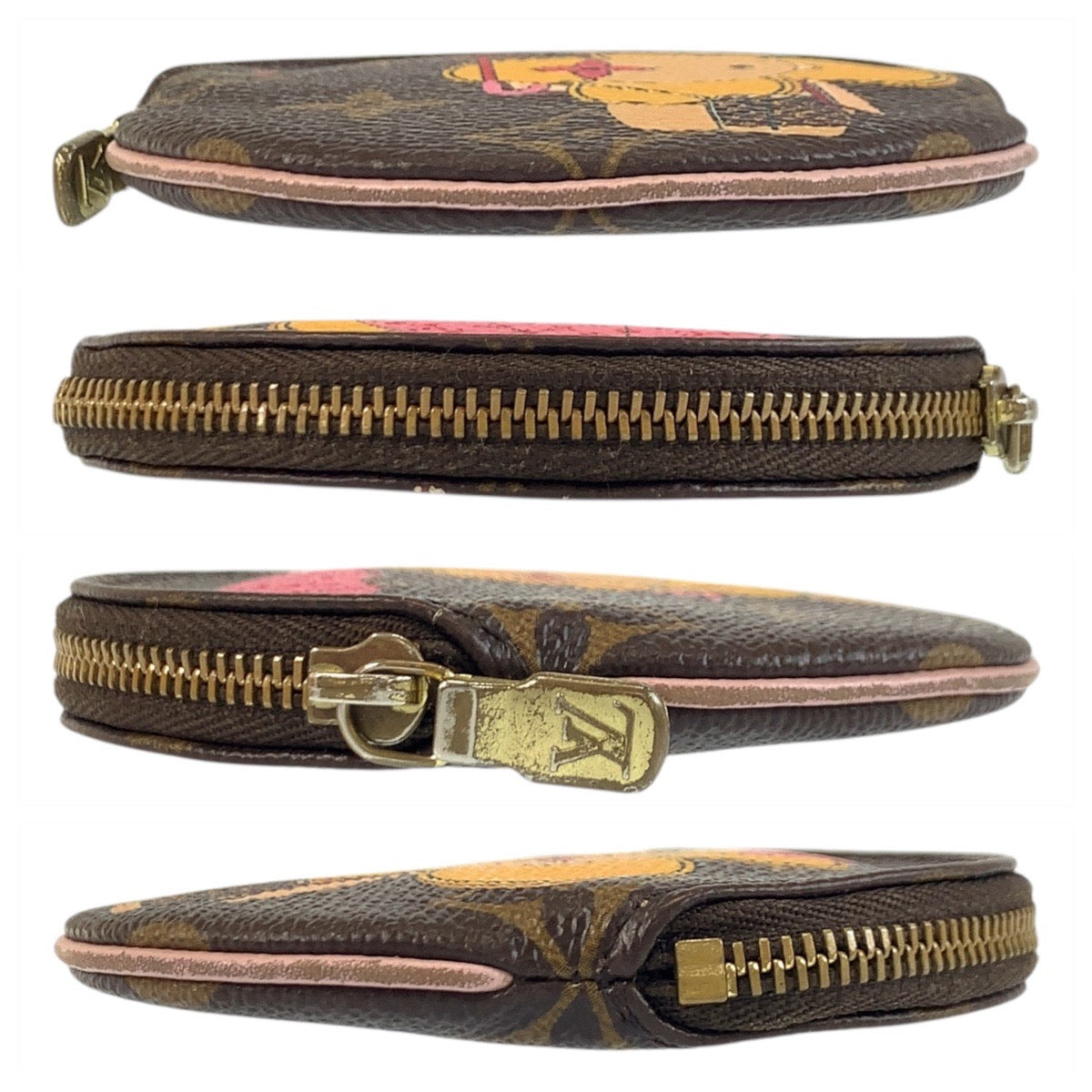 LOUIS VUITTON Coin case M69057 PVC Brown Yellow Gold Metal Coin case Coin Pocket Monogram Portomone Ron Vivienne Women Used Authentic