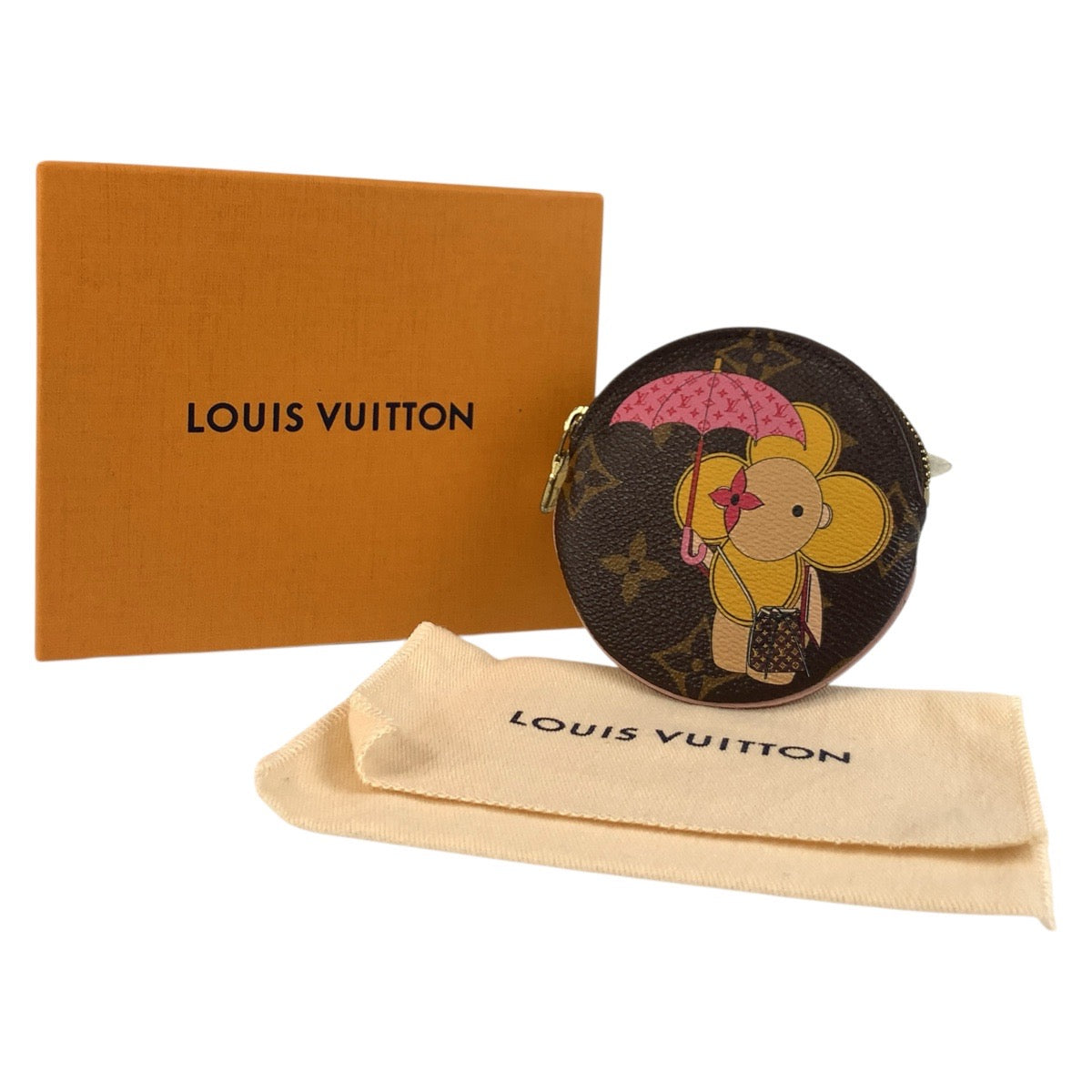 LOUIS VUITTON Coin case M69057 PVC Brown Yellow Gold Metal Coin case Coin Pocket Monogram Portomone Ron Vivienne Women Used Authentic