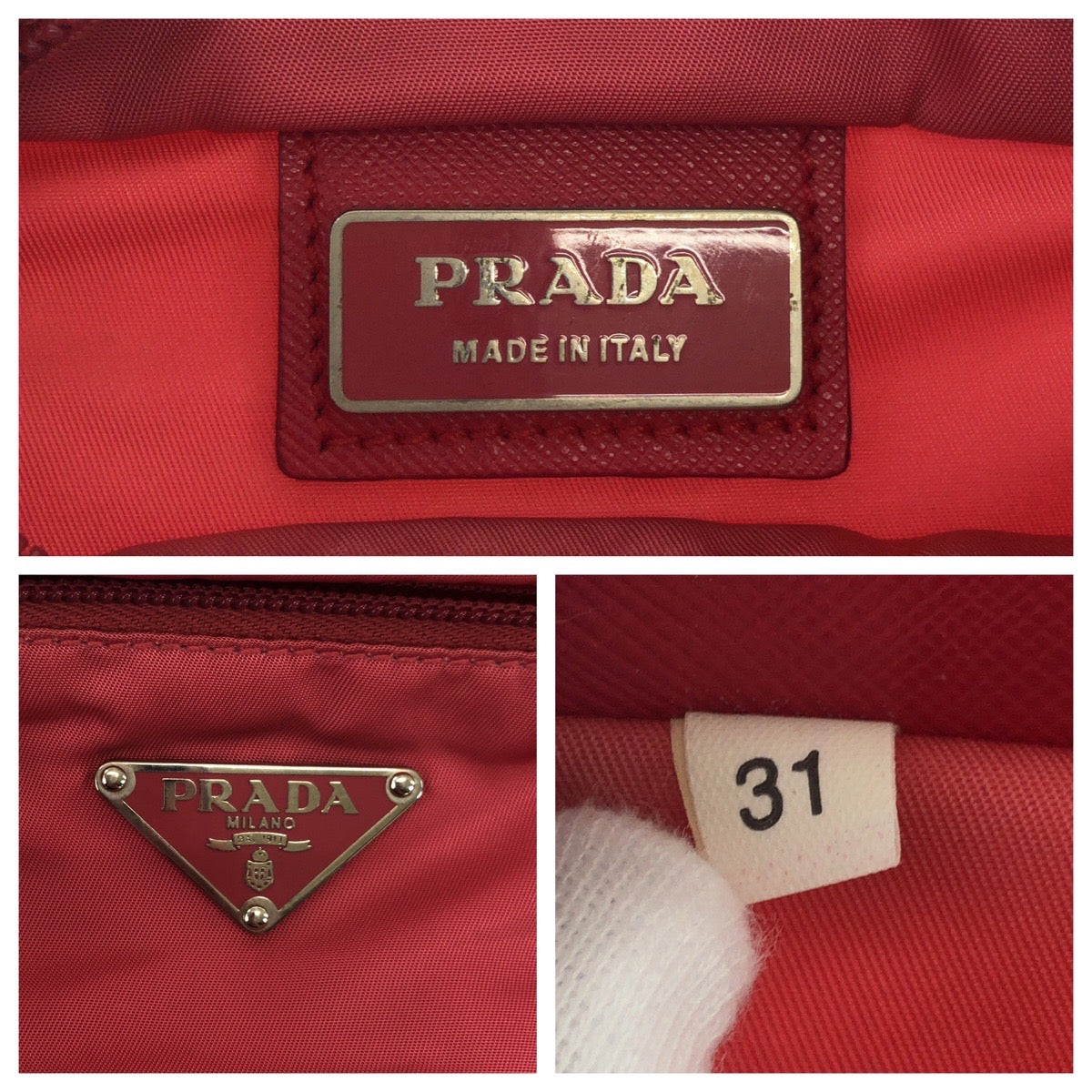 PRADA Shoulder Bag Nylon pink beige Shoulder Bag Sacoche Test Triangle With logo Women Used Authentic