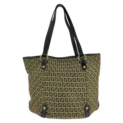 FENDI Tote Bag 8BH197 Canvas, Leather Brown Gold Metal Tote Bag Shoulder Bag Zucchino Women Used Authentic
