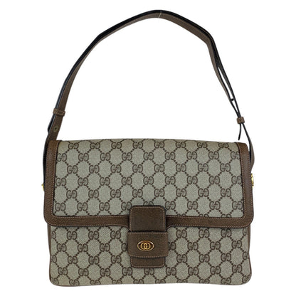 GUCCI Shoulder Bag 14 01 4084 GG Supreme canvas, leather Brown Gold Metal Shoulder Bag pochette Old Gucci Women Used Authentic