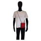 BALENCIAGA Shoulder Bag Nylon Red Silver Metal Shoulder Bag pochette Explorer BB logo mens Used Authentic