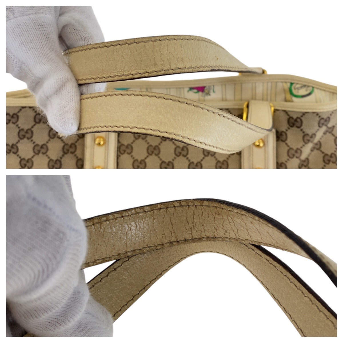 GUCCI Tote Bag 139260 GG canvas, leather Brown Gold Metal Tote Bag Shoulder Bag Shelly Line Bamboo Women Used Authentic