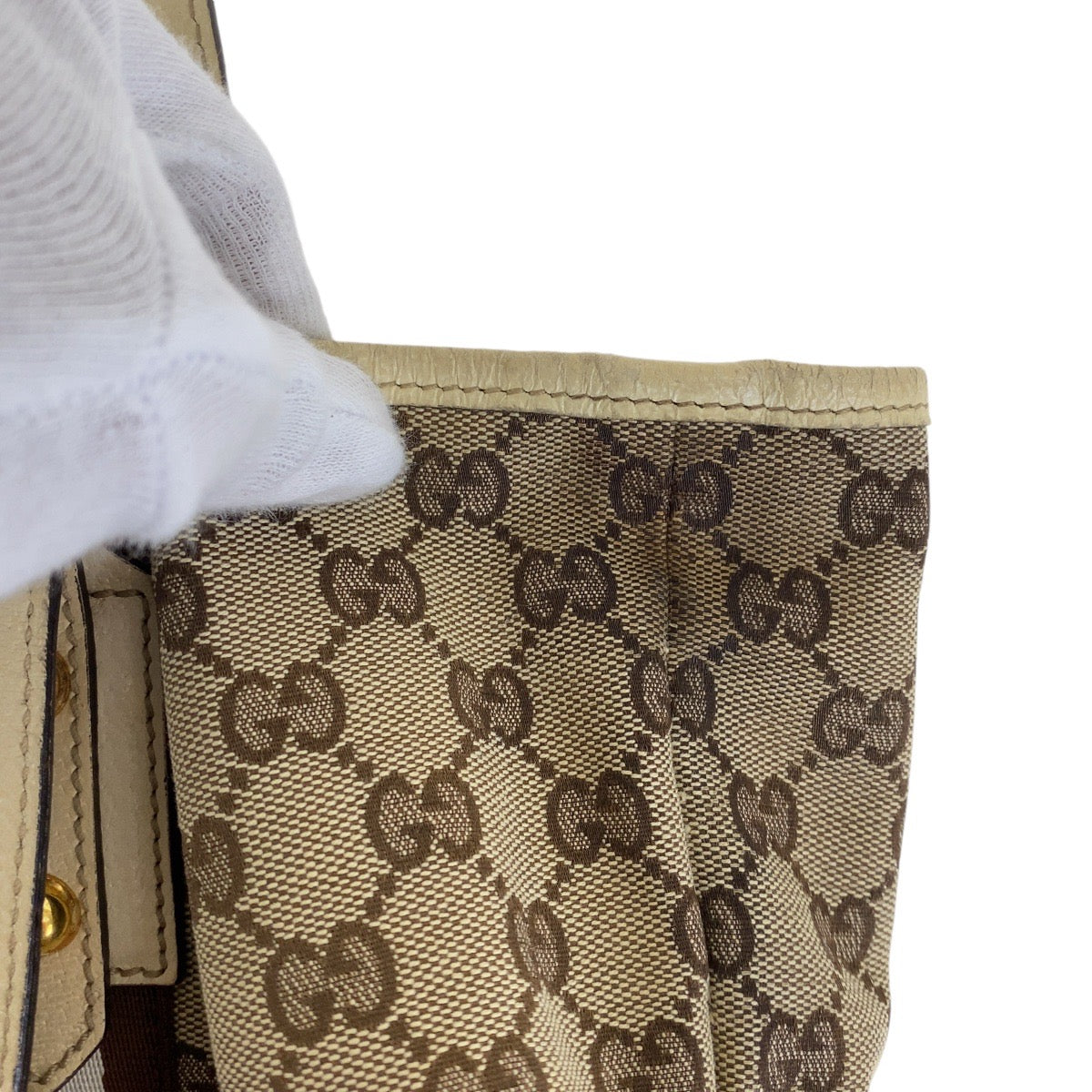 GUCCI Tote Bag 139260 GG canvas, leather Brown Gold Metal Tote Bag Shoulder Bag Shelly Line Bamboo Women Used Authentic