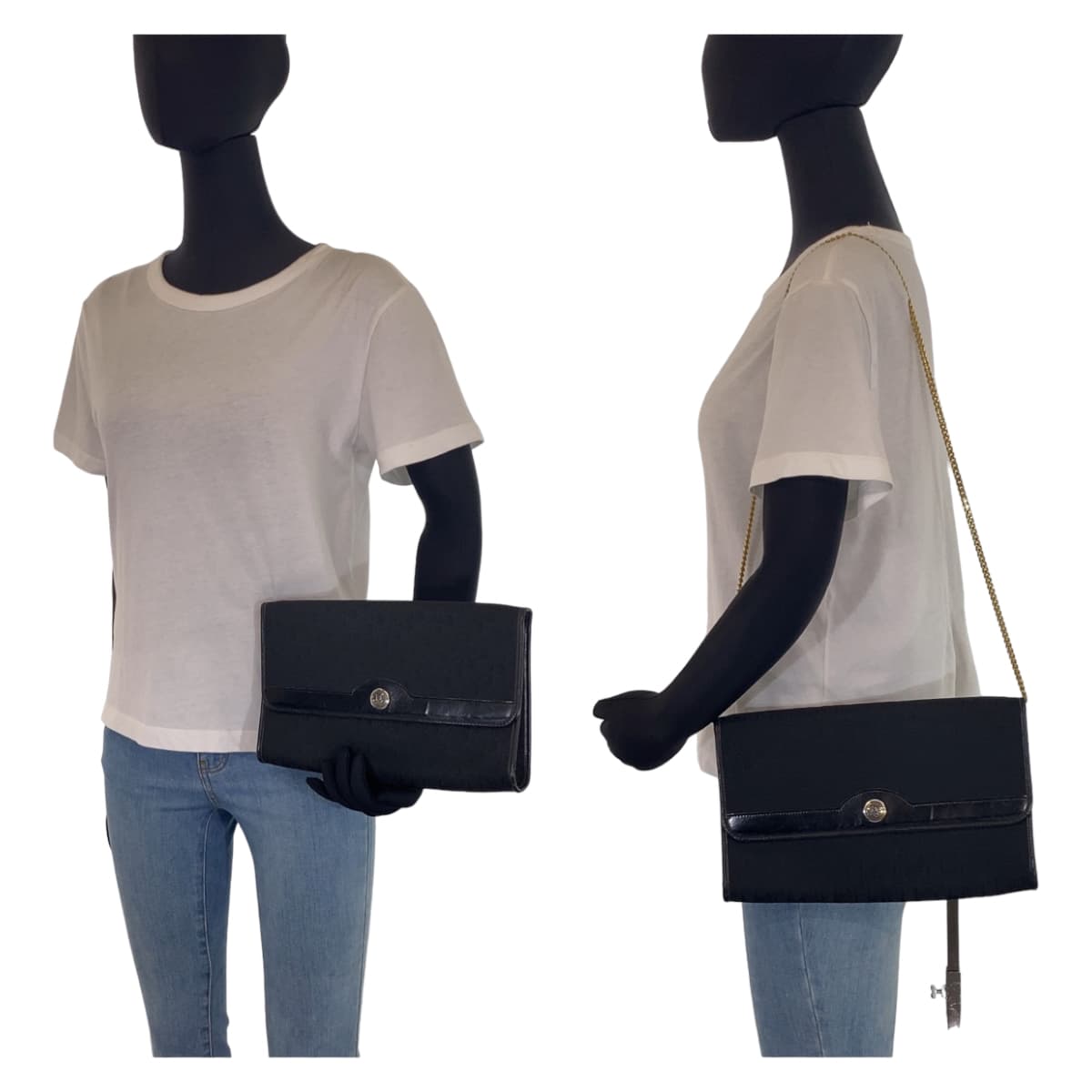 Dior Shoulder Bag canvas Black Gold Metal Trotter