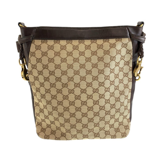 GUCCI Shoulder Bag 109097 GG canvas Brown Gold Metal Shoulder Bag Messenger bag Women Used Authentic