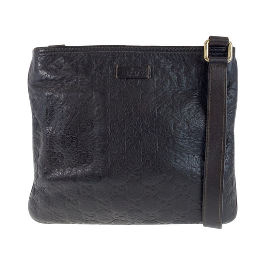 GUCCI Shoulder Bag 201538 leather Brown Gold Metal Shoulder Bag pochette Guccisima mens Used Authentic