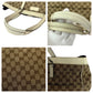 GUCCI Tote Bag 153213 GG canvas Beige White SilverMetal Tote Bag Shoulder Bag Women Used Authentic