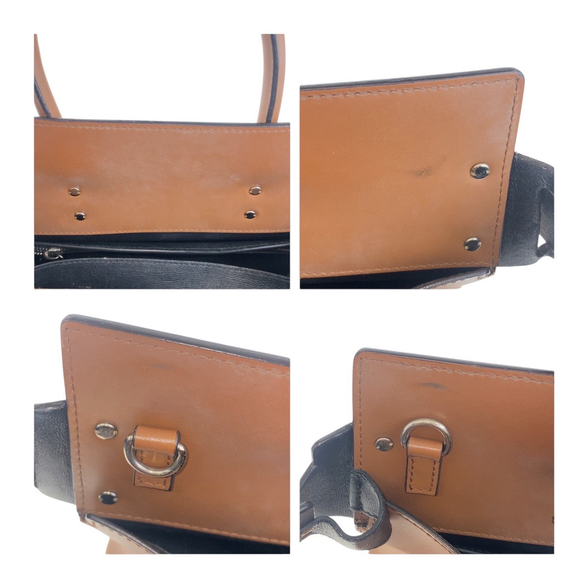 Givenchy Handbag leather Brown Silver Metal Handbag Shoulder Bag 2WAY Horizon Small Bag Women Used Authentic