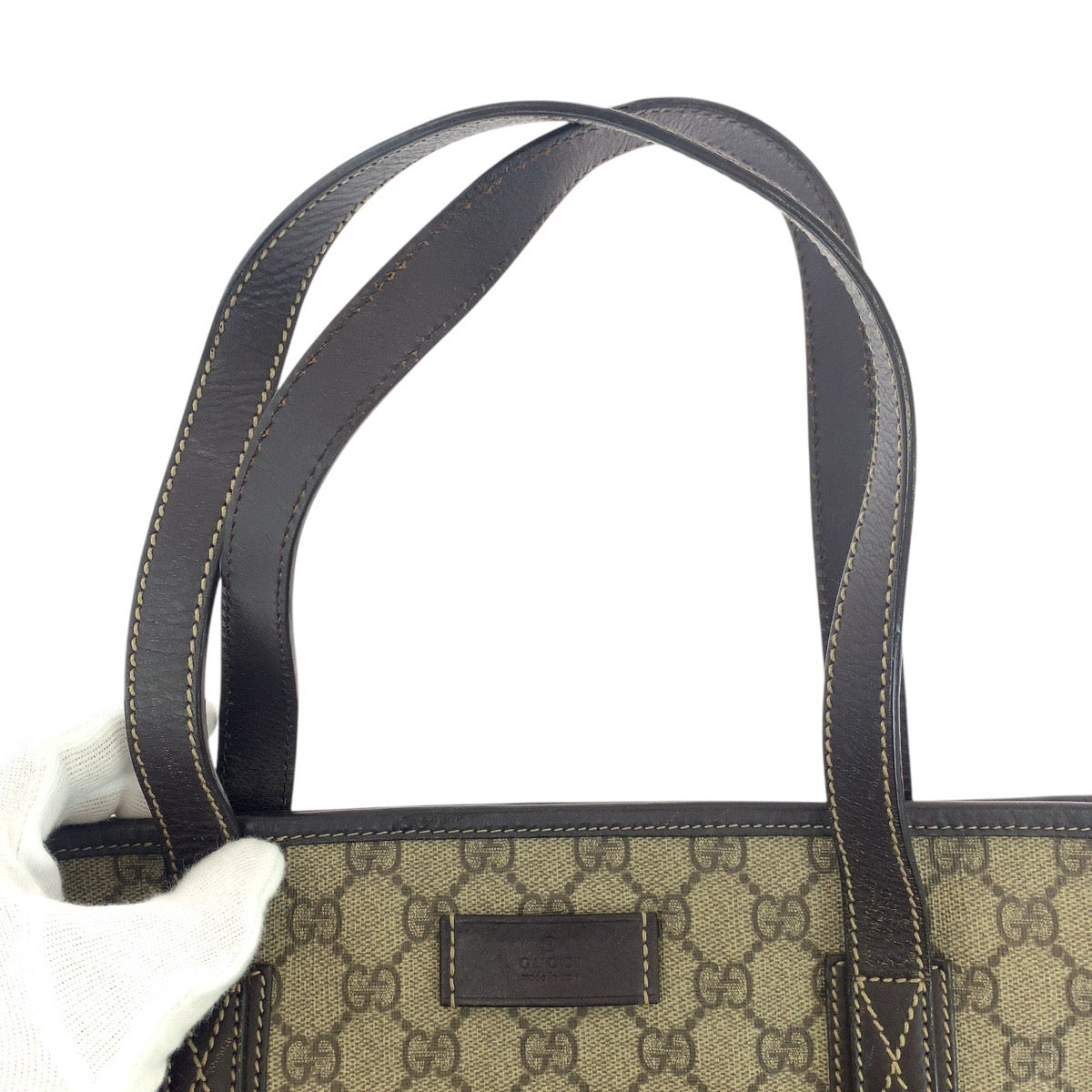 GUCCI Tote Bag 211138 GG Supreme canvas, leather Brown Silver Metal Tote Bag handbag Women Used Authentic