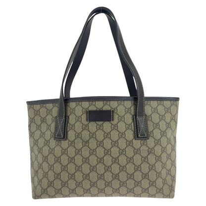 GUCCI Tote Bag 211138 GG Supreme canvas, leather Brown Silver Metal Tote Bag handbag Women Used Authentic