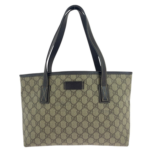 GUCCI Tote Bag 211138 GG Supreme canvas, leather Brown Silver Metal Tote Bag handbag Women Used Authentic
