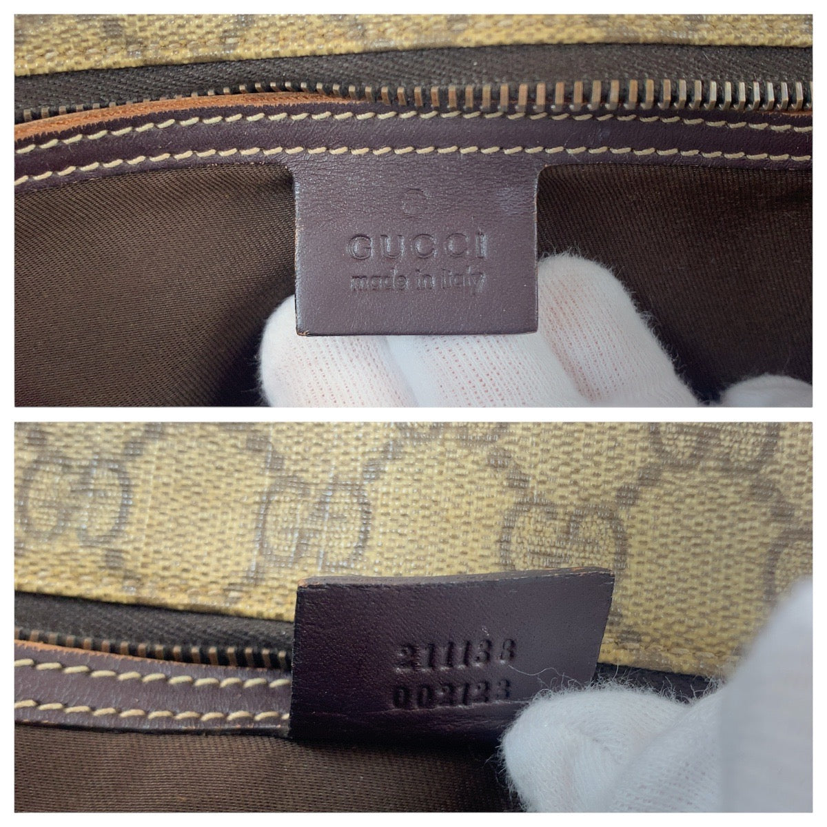 GUCCI Tote Bag 211138 GG Supreme canvas, leather Brown Silver Metal Tote Bag handbag Women Used Authentic