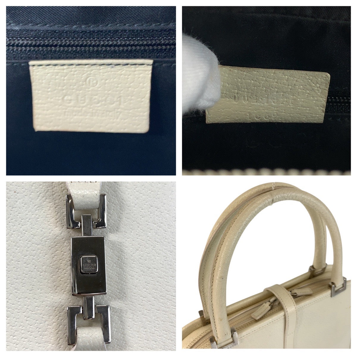 GUCCI Handbag 002 1071 leather White SilverMetal Jackie Women Used Authentic