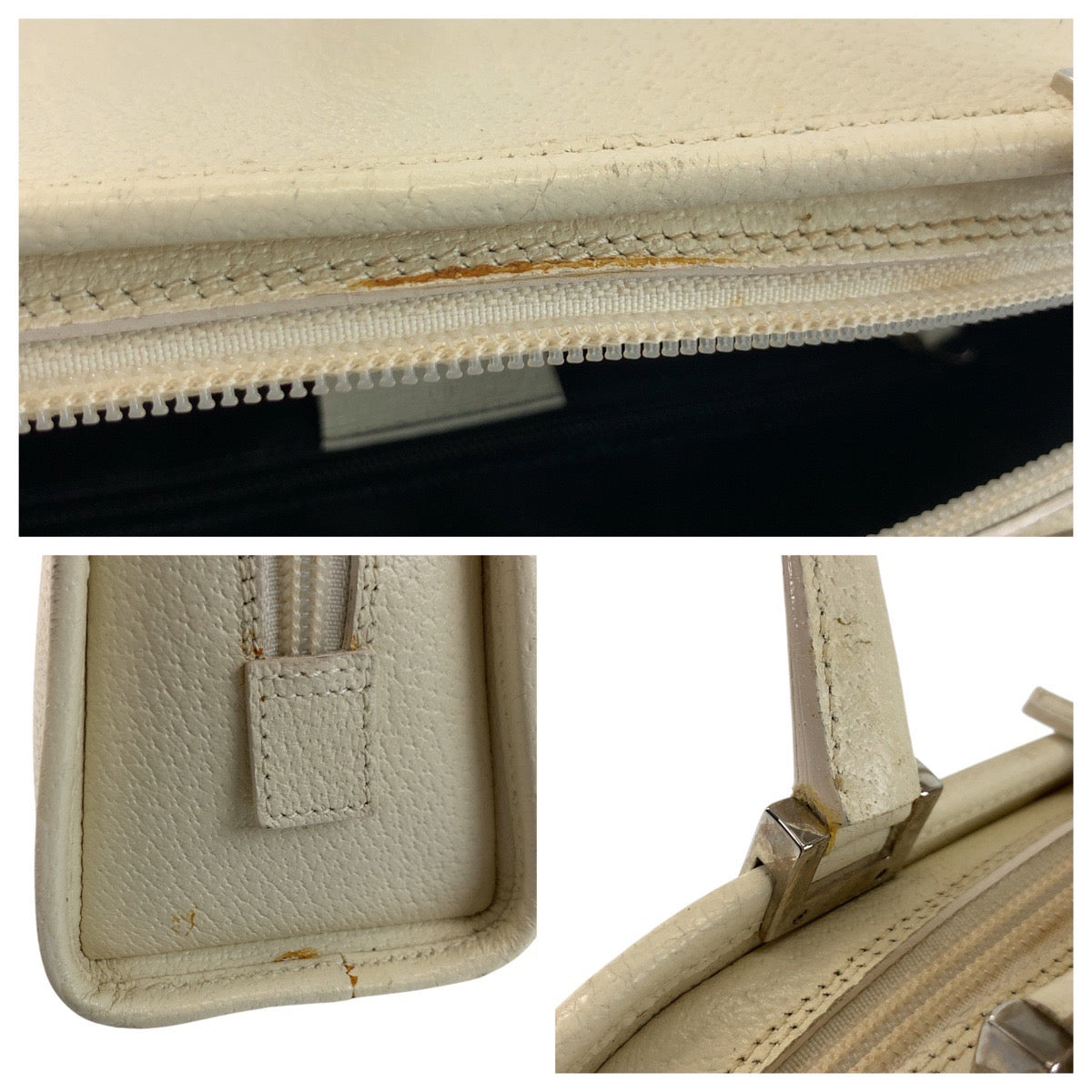 GUCCI Handbag 002 1071 leather White SilverMetal Jackie Women Used Authentic