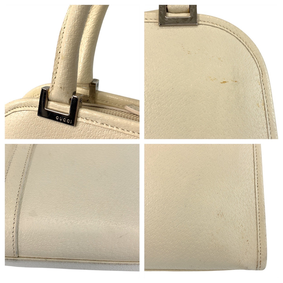 GUCCI Handbag 002 1071 leather White SilverMetal Jackie Women Used Authentic
